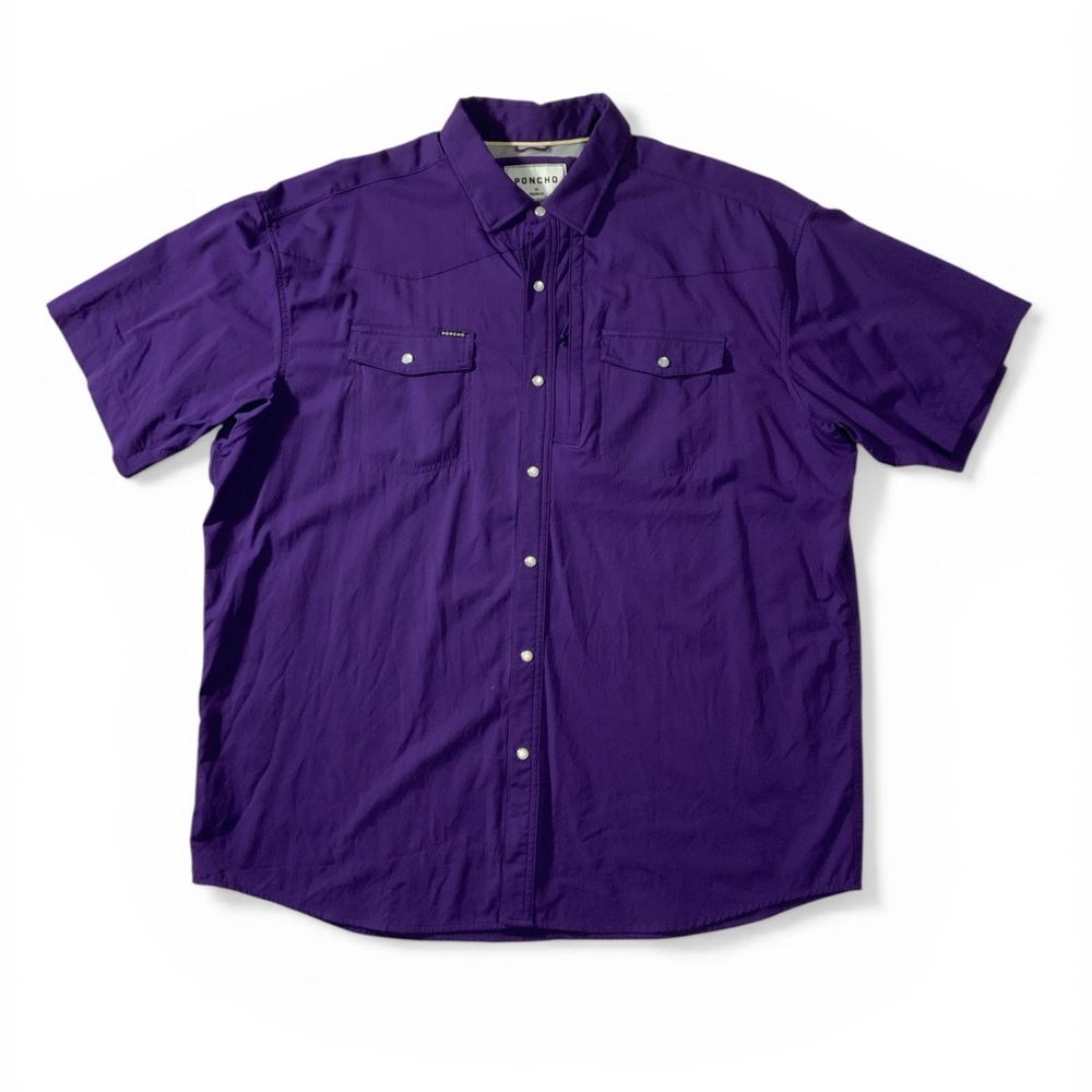 Poncho “The Billy Bob” Purple Nylon Performance Western Shirt Size XL #253